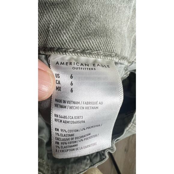 American Eagle AE Size 6 Olive‎ Green Paper Bag Pleated Denim Stretch Tie Short - Picture 7 of 8